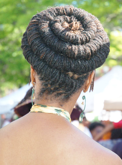 loced-updo rolled and styled