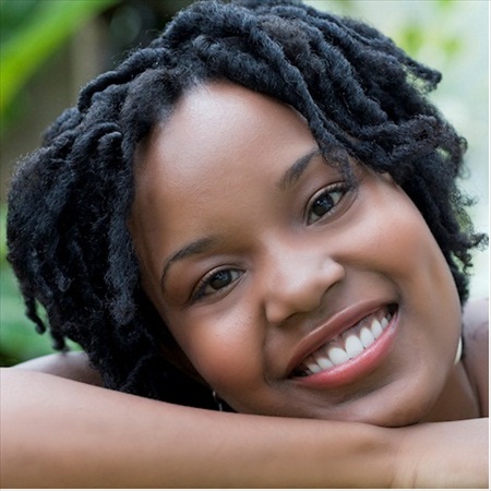 African American woman with natural hairstyle in coils