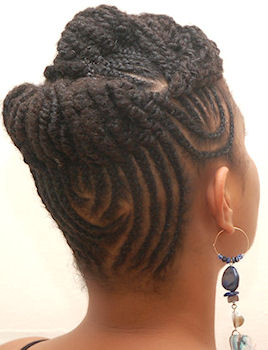 Black woman with Natural hairstyle Twisted cornrows