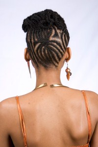 natural hairstyle in cornrows