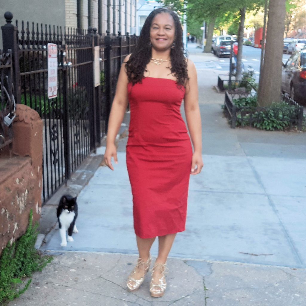 Mireille Liong Braidlocs Red Dress after the Master Cleanse