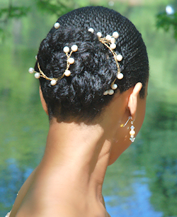 Twisted wedding bun in natural hair
