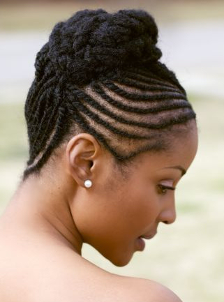 Natural hair in a Flat Twists Updo