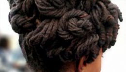 Long dreadlocks in updo