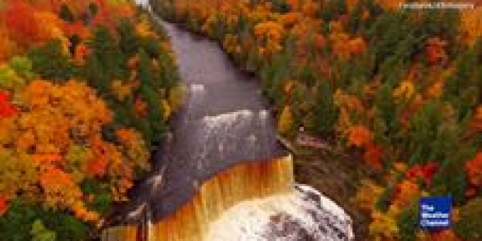 Gorgeous fall colors at Tahquamenon Falls in Paradise, Michigan